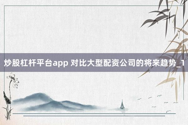 炒股杠杆平台app 对比大型配资公司的将来趋势_1